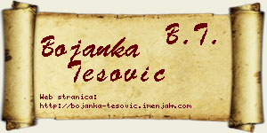Bojanka Tešović vizit kartica